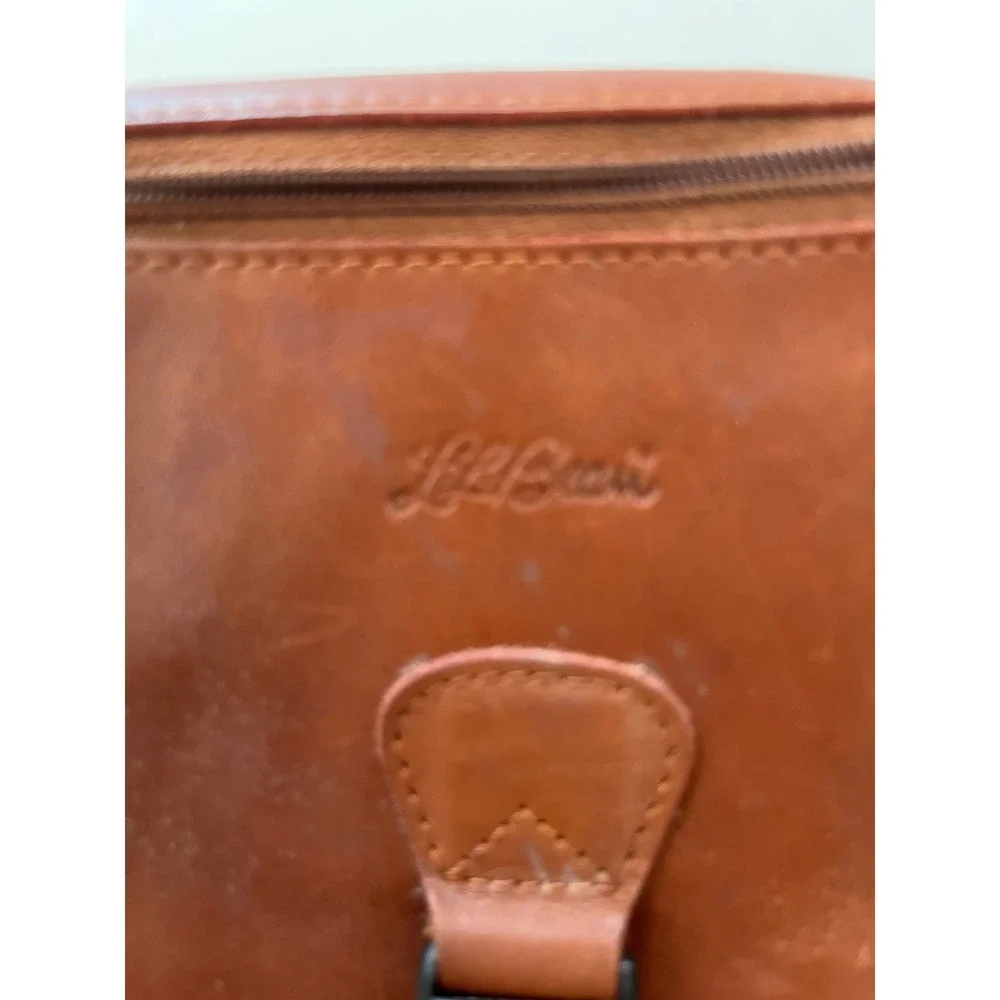 L.L. Bean Full Grain Leather Bi Fold Wallet Organizer‎ Brown Zip Pouch Travel